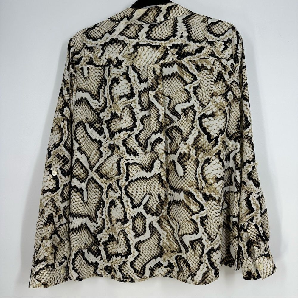 Jm Collection Neutral Snakeprint Button Front Blo… - image 7